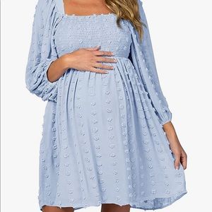 Blue Swiss Dot Maternity Dress